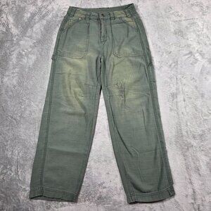 Free People Pants Womens 0 Army Green Distressed Straight Utility Ankle Boho